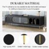 Modern TV Stand For Up To 70" TV, Entertainment Center TV Media Console Table, With 3 Shelves And 2 Cabinets, TV Console Cabinet Furniture For Living Room - Black - Image 9