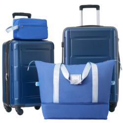 2 Piece Luggage Set With Bags Expanable Spinner Wheels ABS Lightweight Suitcase With Tsa Lock 20" / 24" - Blue