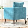 Accent Chair, Boucle Chair, Barrel Chair, Fabric Armchair Club Chair, Upholstered Arm Chair With Solid Wood Legs, Waist Pillow, Padded Single Chair For Living Room / Bedroom / Study / Waiting Room - Teal - Image 18