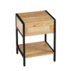 15.74" Rattan End Table With Drawer, Modern Nightstand, Metal Legs, Side Table For Living Room, Bedroom - Natural - Image 7