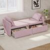 Modern Upholstered Chaise Lounger Daybed Small Single Daybed With 2 Drawers, No Mattress Needed, Perfect For Living Rooms & Home Office, Linen Fabric - Pink - Image 3