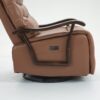 Swivel Rocker Recliner Power Glider Chair With Solid Wood Armrests, Extra Wide Reclining Sofa Chair Upholstered Faux Leather Living Room Single Sofa - Orange - Image 14