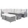 Outdoor Furniture Set Patio Rattan Furniture Set With An Adjustable Table, Recliners With Extendable Side Tables, And 2 Ottomans For Patio, Lawn, Backyard, Pool - Beige - Image 17