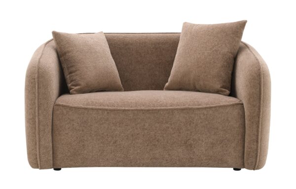 Keith - Chenille Loveseat With 2 Matching Color Toss Pillows - Brown