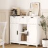 Storage Cabinets, Wooden Floor Cabinet, With Drawers And Shelves Storage Cabinets, Accent Cabinet For Living Room, Bedroom, Bathroom Furniture Home Decor - White - Image 2