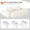 Modern Oversized Modular Sectional Sofa With 2 Chaise Lounge And 2 Armrest, Sparkling Chenille Fabric Soft Cushion Sofa With 4 Pillows, 4 Pieces Diy Combination Tufted Sofa, No Assembly Required - Beige - Image 13