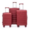 Set 3 Pieces 20" / 24" / 28" Abs Spinner Wheel Luggage, Matching Color, With Combination Lock - Wine Red - Image 21