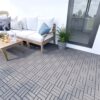 10 Piece Interlocking Deck Tiles Checker Pattern, Square Acacia Hardwood Outdoor Flooring For Patio, Bancony, Pool Side - Light Gray - Image 15