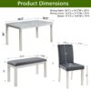 6 Pieces Wooden Dining Table Set, Wooden Dining Table With 4 Upholstered Chairs And Bench For 6 People - Silver Gray - Image 3