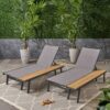 Waterloo - Chaise Lounge With Attached Wood Side Table (Set of 2) Adjustable Eucalyptus Wood And - Gray / Black - Image 7