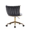 Office Desk Chair, Upholstered Home Office Desk Chairs With Adjustable Swivel Wheels, Ergonomic Office Chair For Living Room, Bedroom, Office, Vanity Study - Dark Gray - Image 8