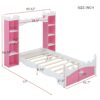 Castle Shaped Bed With Storage Shelf, Dreamy Twin Size Platform Bed For Kids Bedroom - Pink / White - Image 13