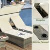 Patio Daybed Outdoor Daybed Sun Lounger With Shelter Roof With Adjustable Backrest, Storage Box And 2 Cup Holders For Patio, Balcony, Poolside - Cream - Image 4