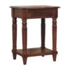 Turned Legs 1 Drawer Side Table - Brown - Image 2