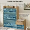 Shoe Storage Cabinet Rattan Shoe Storage Organizer With 2 Flip Drawers, A Storage Drawer And A Bench For Entryway, And Hallway - Light Brown - Image 5