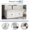 Storage Bench With 4 Doors And Adjustable Shelves, Shoe Bench With Removable Cushion For Living Room, Entryway - White - Image 6