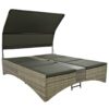 Patio Daybed Outdoor Daybed Sun Lounger With Shelter Roof With Adjustable Backrest, Storage Box And 2 Cup Holders For Patio, Balcony, Poolside - Gray - Image 20