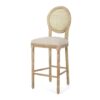 Country Chic Bar Stools (Set of 2) With Rattan Backrest And Upholstered Seat - Beige / Natural - Image 7