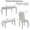 6 Piece Wooden Dining Table Set, Wooden Dining Table With 4 Upholstered Chairs And Bench For 6 People, Rectangular Dining Table Set With Crystal Decoration For Kitchen, Dining Room - Silver Gray - Image 3