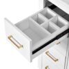 Bathroom Vanity With Ceramic Sink Combo, Frame Bathroom Storage Cabinet, Freestanding Vanity Set With 3 Drawers & Soft Closing Doors - White - Image 19