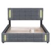 Queen Size Upholstered Platform Bed With Trundle And Drawers - Gray - Image 3