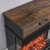 25" Stand Side Table With 3-Sided Glass Electric Fireplace - Antique Black - Image 9