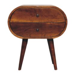 Large Circular Bedside Table - Brown