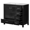 Bathroom Vanity With Ceramic Sink Combo, Abundant Storage Cabinet 2 Soft Close Doors And 5 Drawers - Black - Image 12