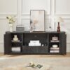 Modern Wavy TV Stand Rounded Sideboard With Storage Cabinet - Black - Image 5