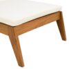 Versatile Chaise Lounge With Wheels Acacia Wood Recliner For Patio - Cream - Image 16