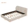 Queen Size Upholstered Platform Bed, Polyester - Beige - Image 12