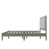 Queen Size Mid Century Modern Solid Wood Platform Bed With Upholstered Headboard - Gray - Image 9