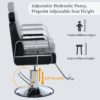 Premium Reclining Barber Chair Salon Chair For Hair Stylist With Heavy Duty Hydraulic Pump, 360° Rotation, Tattoo Chair Shampoo Beauty Salon Equipment, Max Load Weight 400 Lbs - Black - Image 4