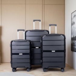 Hardshell Suitcase Spinner Wheels Pp Luggage Sets Lightweight Durable Suitcase With Tsa Lock, 3 Piece Set (20/24/28) - Black
