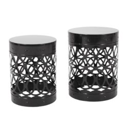 Delight - Powder Coated Iron End Table, (Set of 2) - Black