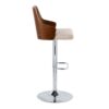 Ariana - Mid-Century Modern Adjustable Barstool With Swivel With Rounded Rectangle Footrest (Set of 2) - Chrome / Walnut / Beige - Image 3