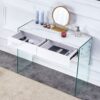 Environmental Protection Minimalist Dresser, Desk, Desktop Computer Desk, With Double Drawer Storage Space, Simple Home, Perfect For Various Styles - White - Image 2