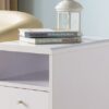 Mobile Chairside Table With Drawer - White - Image 2