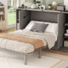 Full Size Murphy Bed With Shelves, Drawers And USB Ports - Gray - Image 19