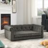Modern Style Elegant Rectangle Pet Bed For Small And Medium Dogs, Durable Elevated Dog Sofa - Dark Gray - Image 4