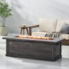 Transitional, Rectangular Outdoor Propane Fire Pit With 50, 000 Btu, Tank Cover Not Included - Brown Wood Pattern - Image 4