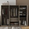 6 Doors Wardrobe Storage For Bedroom, With 2 Drawers Inside - Black / Nature - Image 7