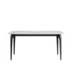 63" Modern Artificial Stone White Curved Black Metal Leg Dining Table, 6 People - White - Image 3