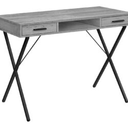 Computer Desk, Home Office, Laptop, Left, Right Set-Up, Storage Drawers, Work, Contemporary, Modern - Gray
