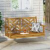 Alejandro - Exotic Acacia Wood Porch Swing With Slat Panel Seating - Teak - Image 4