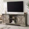 Farmhouse Sliding X Barn Door 70" TV Stand For 80" TVs - Gray Wash - Image 4