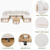 7 Pieces Outdoor Patio Furniture, All-Weather Rattan Sectional Sofa Set With Thick Cushions And Pillows, Freely Combined Conversation Sets For Garden, Backyard, Balcony - Beige - Image 5