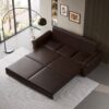 Pull Out Sofa Bed, 3 In 1 Faux Leather Convertible Sleeper Sofa With Nailhead Trim & Rolled Arm Multifunctional Sofa Bed For Living Room - Dark Brown - Image 4