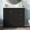 Bathroom Vanity With Ceramic Sink Combo, Abundant Storage Cabinet 2 Soft Close Doors And 5 Drawers - Black - Image 27