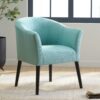 Sonorous - Upholstered Accent Chair With Low Back And Wood Legs - Light Blue / Black - Image 9